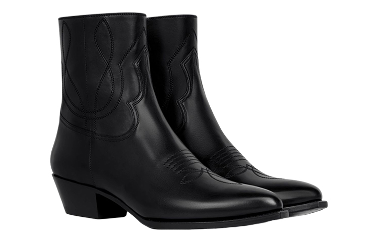 Shop CELINE Leather Pointed Toe Zip Ankle Boot 'Black' 350933492C.38NO