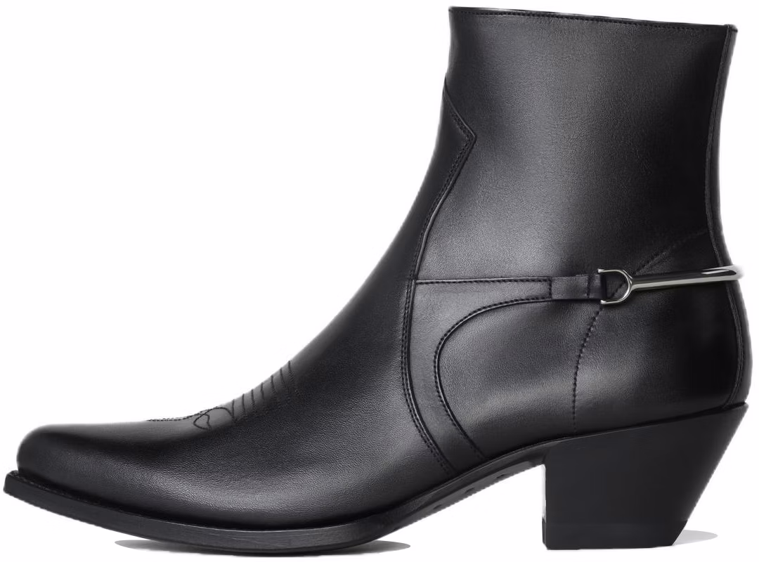 celine-leather-round-toe-zipper-chunky-heel-ankle-boot-black-337313394-c-38-no