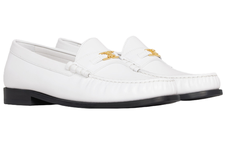 CELINE Leather Slip-On Loafer 'White' 圖 3