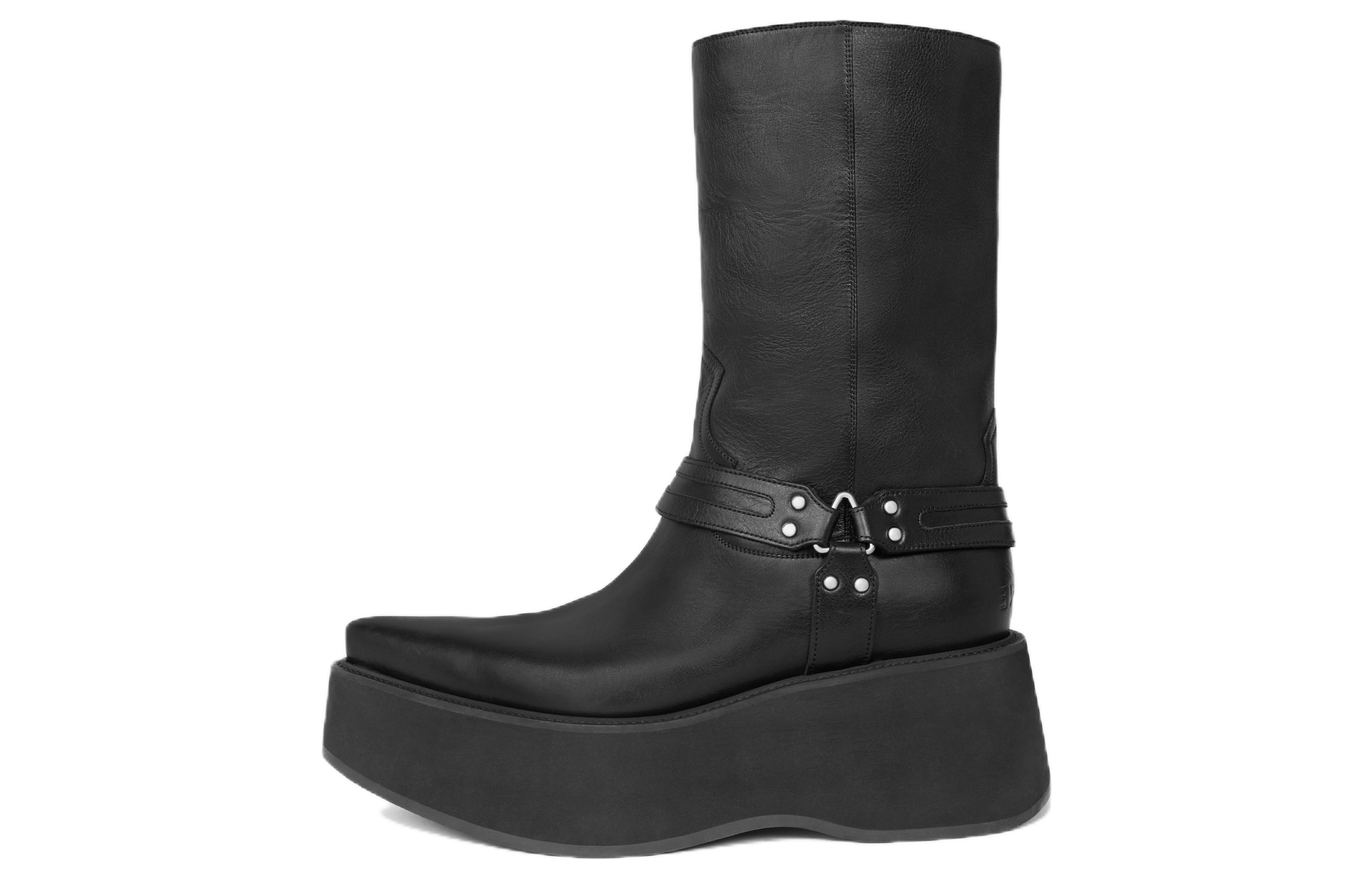 CELINE Leather Slip-On Platform Ankle Boots 'Black' 349903492C.38NO