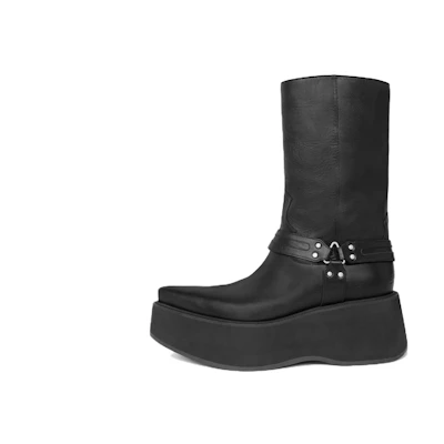 CELINE Leather Slip-On Platform Ankle Boots 'Black'