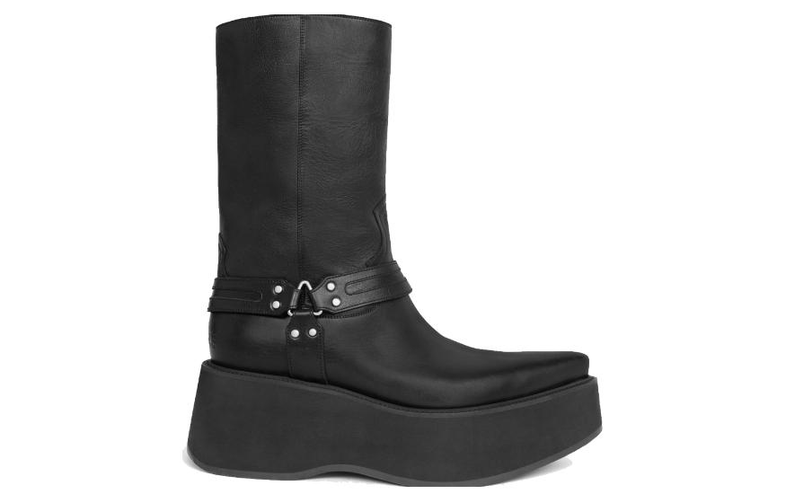 Order CELINE But Hitam Kulit Slip-On Platform Ankle Boots 349903492C.38NO