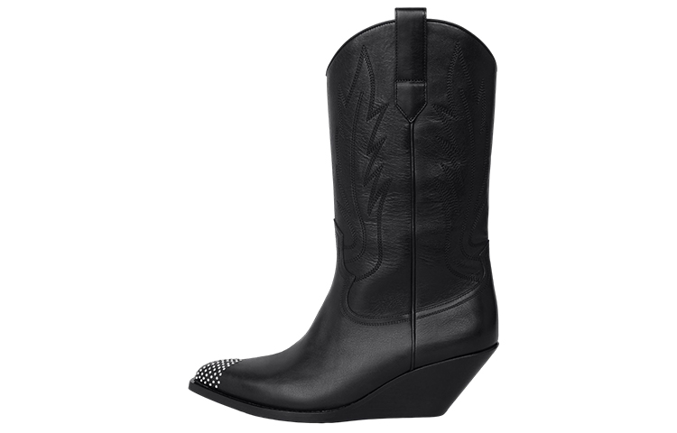 CELINE Leather Wedge Ankle Boot 'Black' 349583492C.38NO