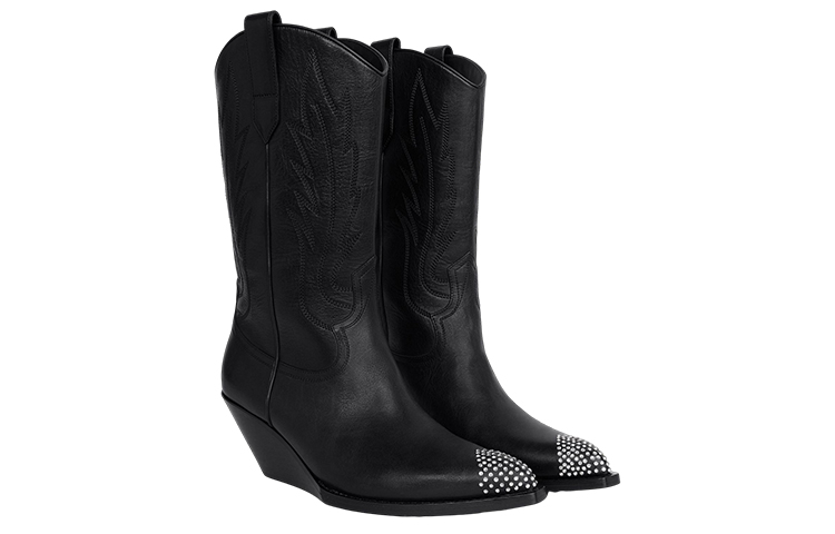 Shop CELINE Leather Wedge Ankle Boot 'Black' 349583492C.38NO