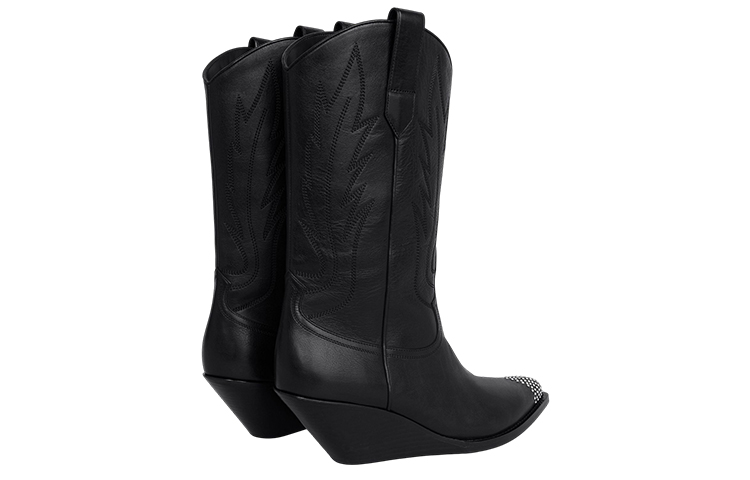 Purchase CELINE Leather Wedge Ankle Boot 'Black' 349583492C.38NO