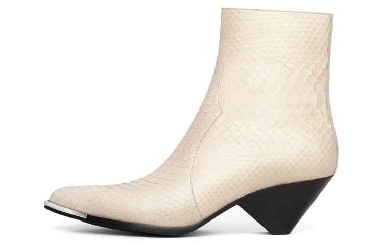 CELINE Leather Zippered Metal Toe Cap Boots 'Pale Yellow' 353584191C.11LY