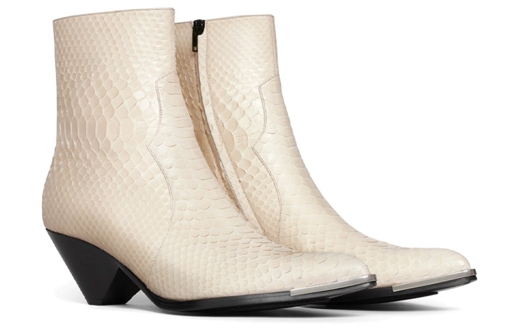 Lookbook CELINE Leather Zippered Metal Toe Cap Boots 'Pale Yellow' 353584191C.11LY