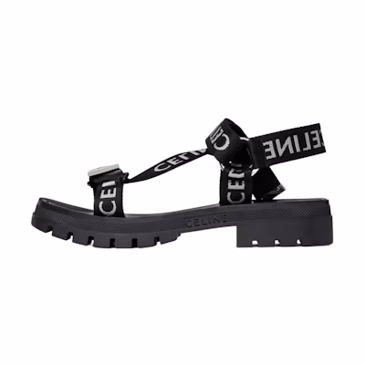 CELINE Leo Strappy Sandal Black White