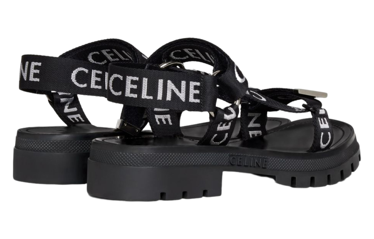 Purchase CELINE Leo 提花錦綸條帶涼鞋 黑色