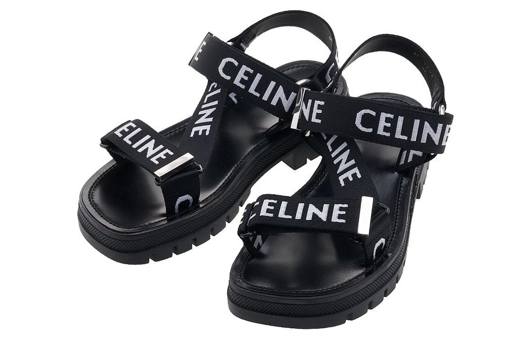 Details for CELINE Leo 提花錦綸條帶涼鞋 黑色