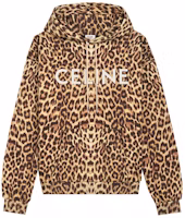 Celine Leopard Print Logo Hoodie - Loose Fit Long Sleeve 2Y321519M-19LE Celine Leopard Print Logo Hoodie - Loose Fit Long Sleeve 2Y321519M-19LE