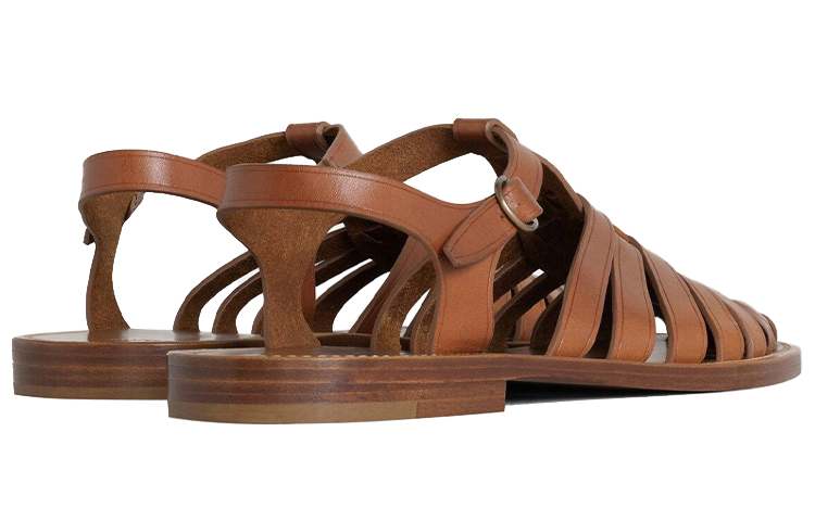 Shop CELINE Lerins 'Brown Calfskin Roman Sandals' 337253023C.04LU
