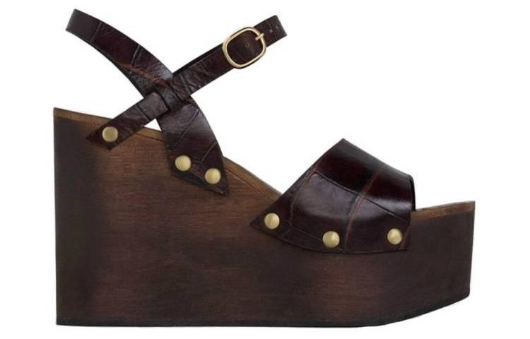 CELINE Les Bois Wedge Sandals 'Crocodile Printed Brown' 圖 2