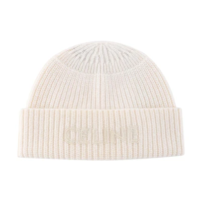 CELINE Letter Embroidered Wool Knit Beanie Nude. 2A61W535Q01OW