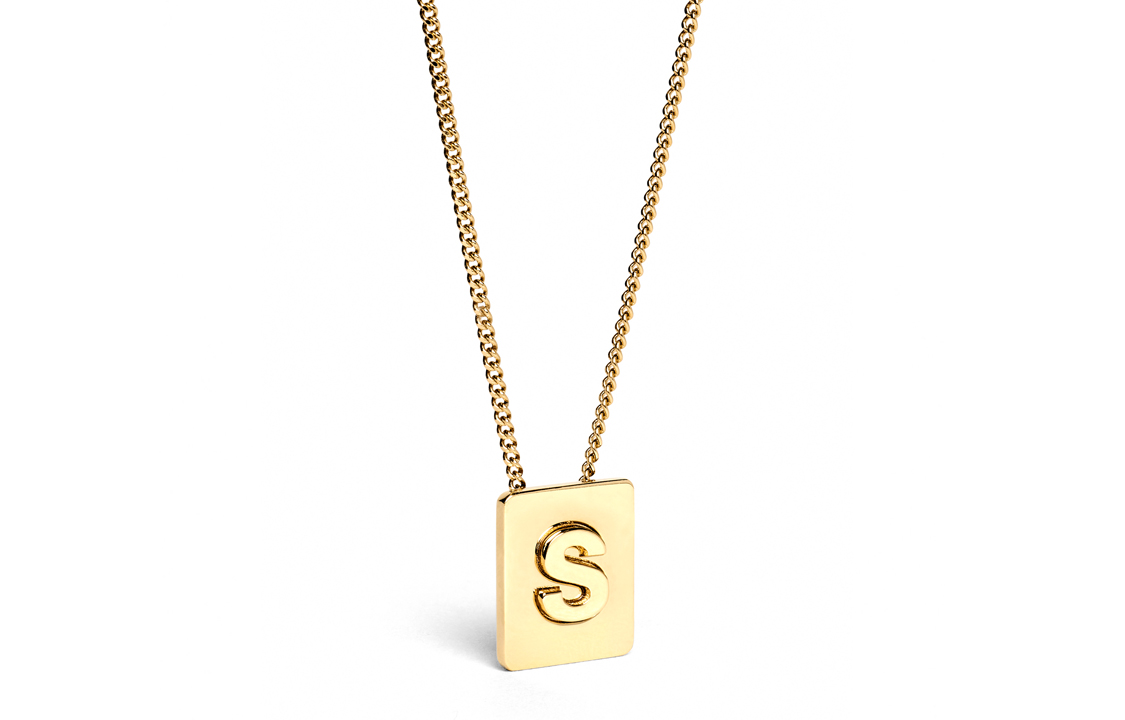 CELINE Letter S Brass Necklace Unisex Couple Design 46N0S6BRA-35OR