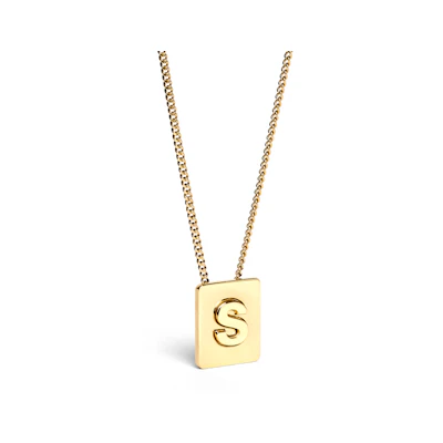 CELINE Letter S Brass Necklace Unisex Couple Design 46N0S6BRA-35OR