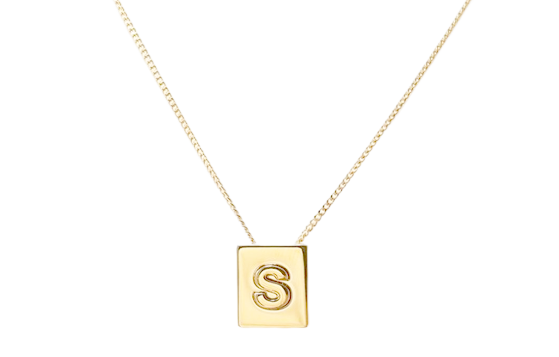 Shop 셀린느 레터 S 브라스 네크리스 유니섹스 커플 디자인 46N0S6BRA-35OR