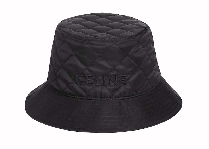 Celine Logo Bucket Hat In Lightweight Nylon Black