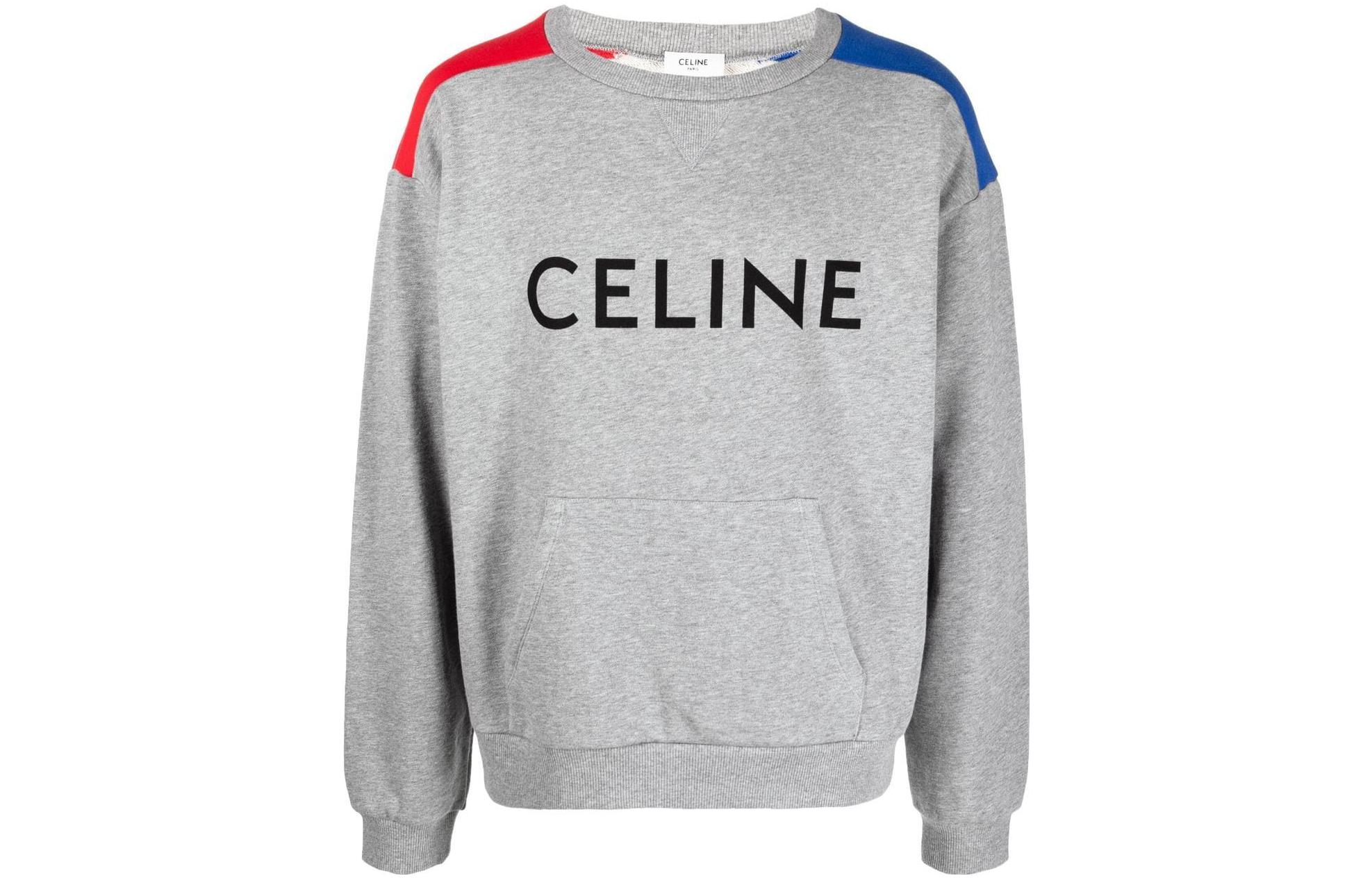 CELINE Logo Colorblock Pullover Sweatshirt Grey  Style 2Y819670Q-08UI