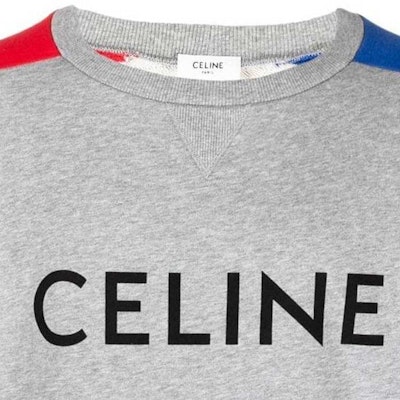 CELINE Logo Colorblock Pullover Sweatshirt Grey Style 2Y819670Q-08UI Sizing CELINE Logo Colorblock Pullover Sweatshirt Grey Style 2Y819670Q-08UI