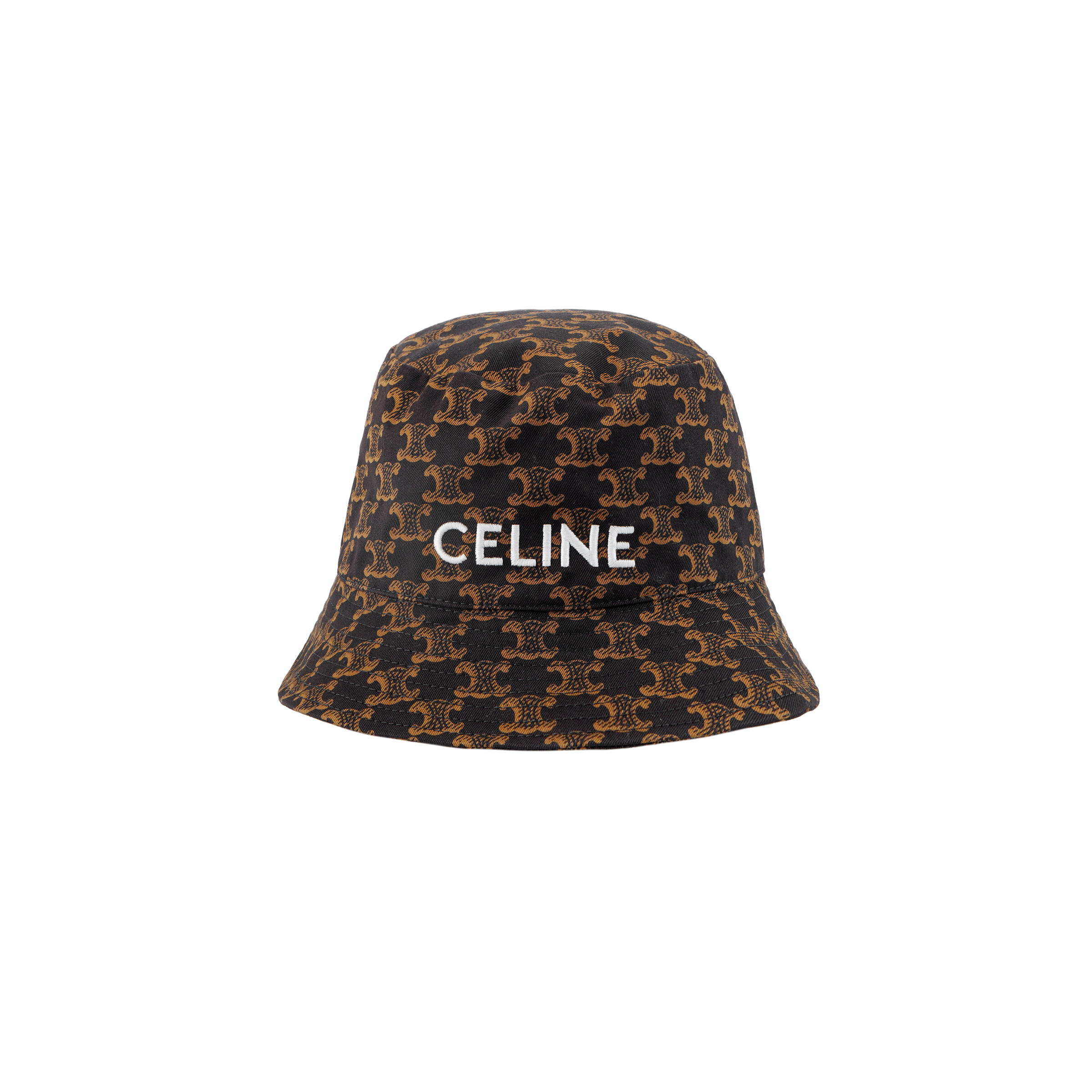 CELINE Logo Cotton Bucket Hat Brown/Caramel Unisex Couples Sun Hat 2AU3B906N-19MA