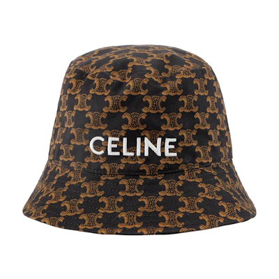 CELINE Logo Cotton Bucket Hat Brown/Caramel Unisex Couples Sun Hat 2AU3B906N-19MA