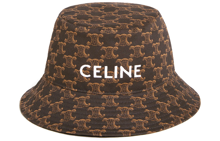 Order CELINE Logo Cotton Bucket Hat Brown/Caramel Unisex Couples Sun Hat 2AU3B906N-19MA