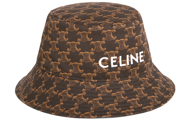 Lookbook CELINE Logo Cotton Bucket Hat Brown/Caramel Unisex Couples Sun Hat 2AU3B906N-19MA