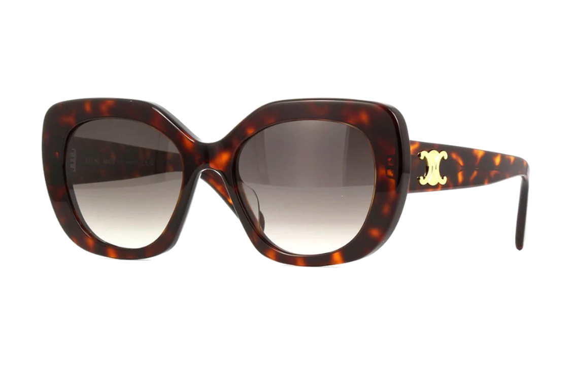 CELINE Logo Decor Acetate Irregular Sunglasses Unisex Couple Style Red Brown CL40226U52K