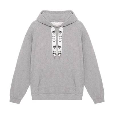 CELINE Logo Drawstring Loose Fit Hoodie Light Grey 2Y468052H-08GC