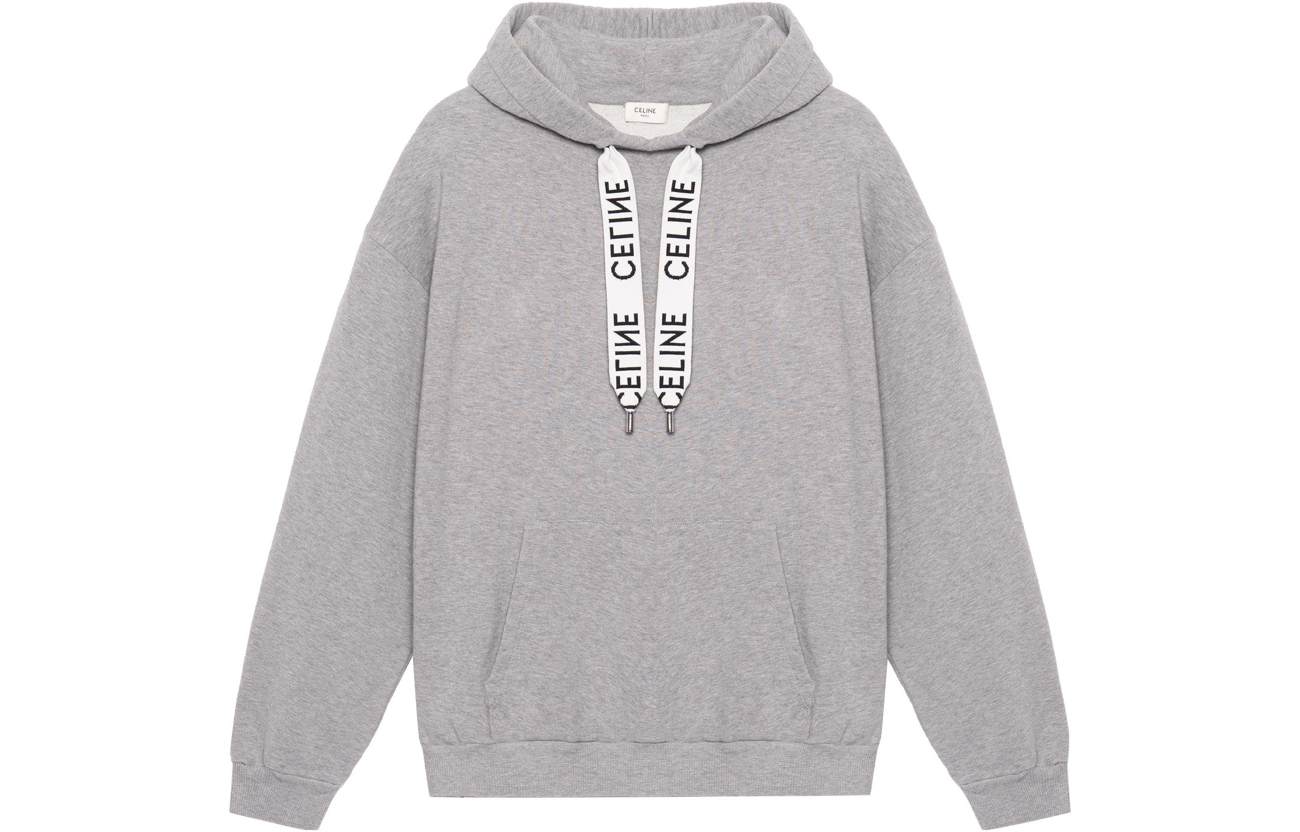 Order CELINE Logo 抽繩寬鬆連帽衫 淺灰色 2Y468052H-08GC