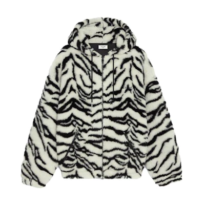 Celine Logo Embroidered Zip Hoodie Jacket Black/White Mens 2Y905386W-01OB