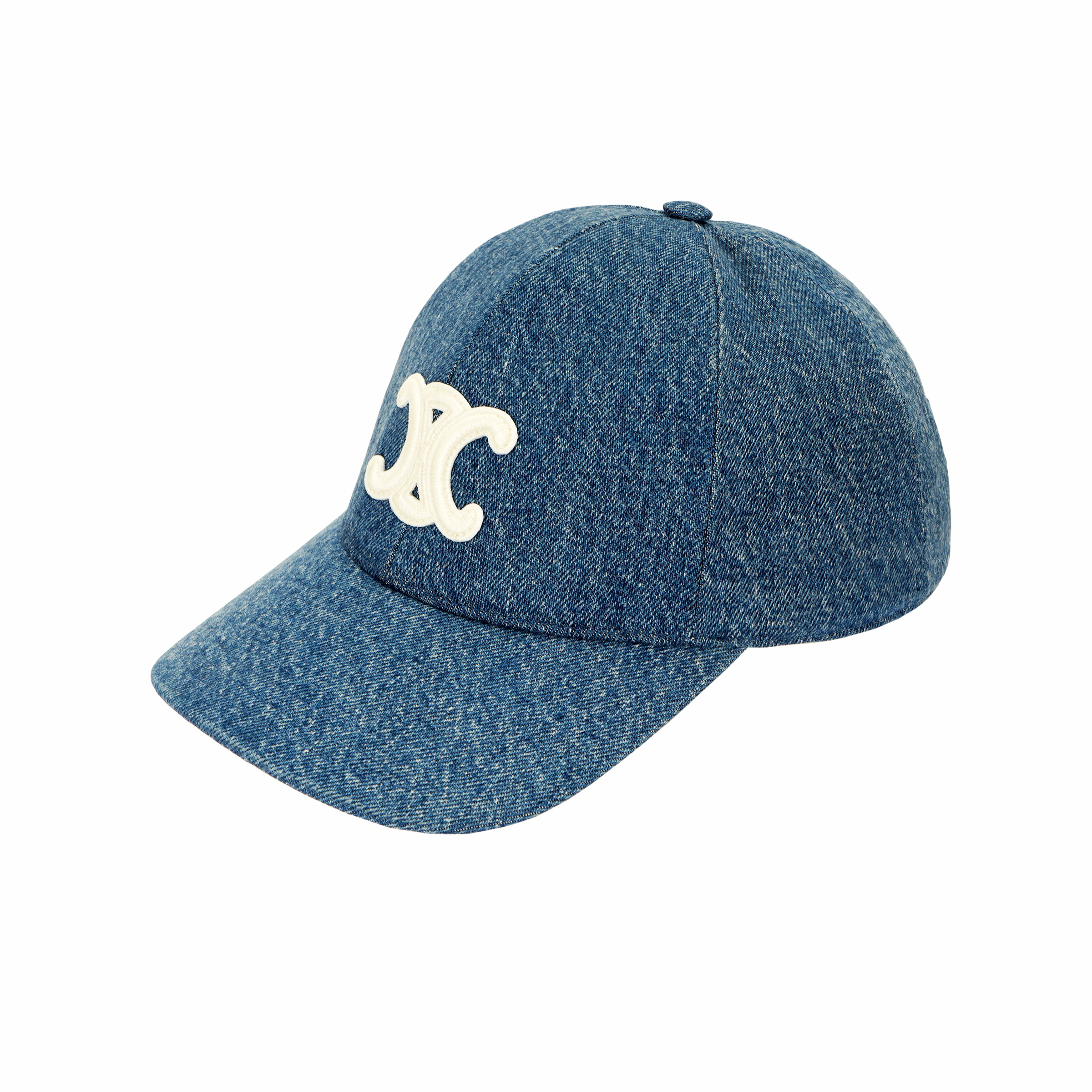 CELINE Logo Patch Cotton Baseball Cap Unisex Couple Style Denim Blue. 2AUT6930F07DU