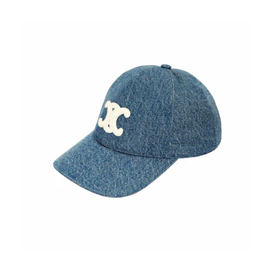CELINE Logo Patch Cotton Baseball Cap Unisex Couple Style Denim Blue. 2AUT6930F07DU