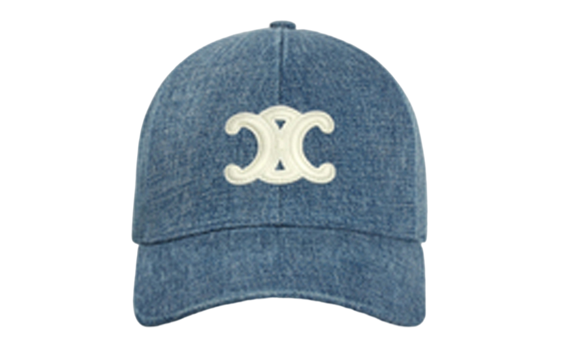 Lookbook CELINE Logo Patch Cotton Baseball Cap Unisex Couple Style Denim Blue. 2AUT6930F07DU