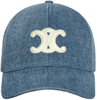 Lookbook CELINE Logo Patch Cotton Baseball Cap Unisex Couple Style Denim Blue. 2AUT6930F07DU