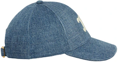Shop CELINE Logo Patch Cotton Baseball Cap Unisex Couple Style Denim Blue. 2AUT6930F07DU