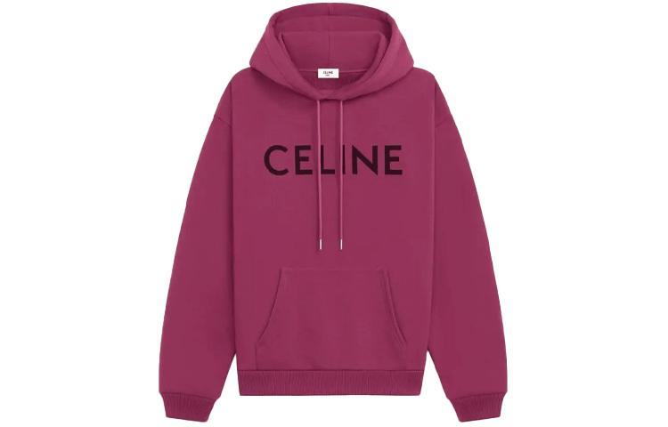 Celine Logo Print Cotton Hoodie Men’s Loose Fit - Rose Pink 2Y321052H-24NO