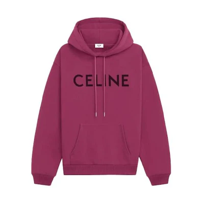 Celine Logo Print Cotton Hoodie Men’s Loose Fit - Rose Pink 2Y321052H-24NO