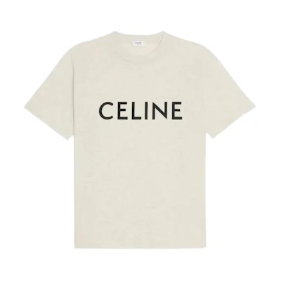CELINE Logo Print Crewneck Loose Fit T-Shirt Men’s Off-White. 2X681657Y-02BL