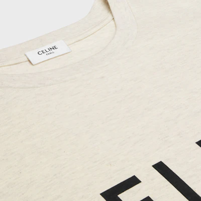 CELINE Logo Print Kemeja-T Longgar Leher Bulat Lelaki Warna Putih Pudar. 2X681657Y-02BL Purchase CELINE Logo Print Kemeja-T Longgar Leher Bulat Lelaki Warna Putih Pudar. 2X681657Y-02BL