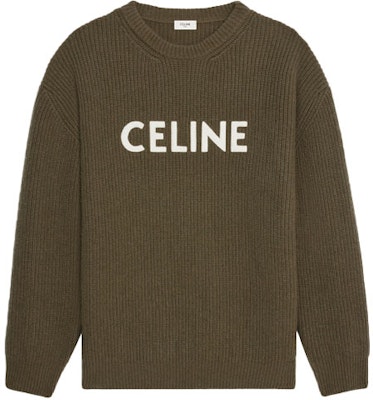 CELINE Logo Print Sweater Khaki Green Lengan Panjang Crewneck 2A19R205O-15KH Buy CELINE Logo Print Sweater Khaki Green Lengan Panjang Crewneck 2A19R205O-15KH