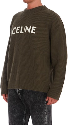 CELINE Logo Print Sweater Khaki Green Lengan Panjang Crewneck 2A19R205O-15KH Purchase CELINE Logo Print Sweater Khaki Green Lengan Panjang Crewneck 2A19R205O-15KH
