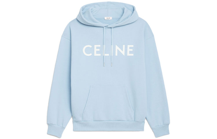 Celine Logo Print Fleece Long-Sleeve Sweatshirt Unisex Light Blue 2Y369052H-07WC