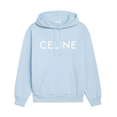 Celine Logo Print Fleece Long-Sleeve Sweatshirt Unisex Light Blue 2Y369052H-07WC
