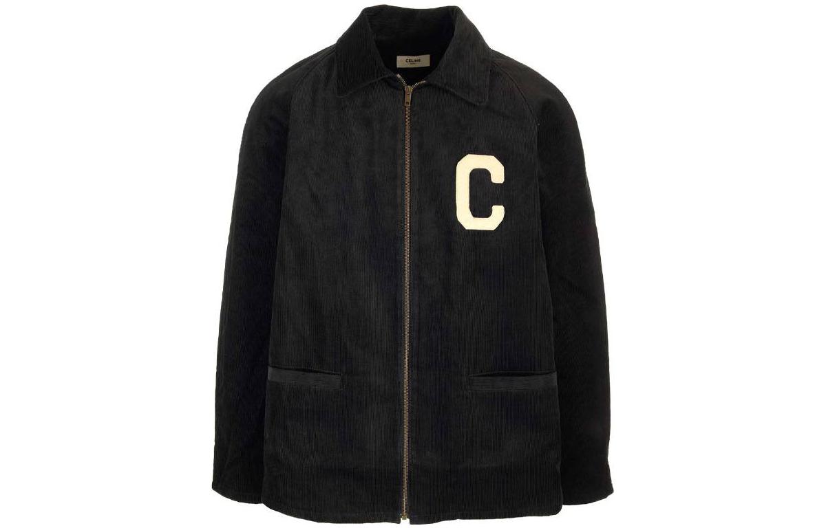 Celine Logo Print Loose Zip-Up Jacket Black Men’s Long Sleeve Outerwear 2Q772580W-07IN