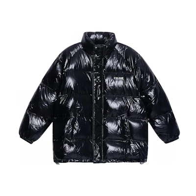 CELINE Logo Printed High-Neck Puffer Jacket Winter Black 2W430595K-38NO