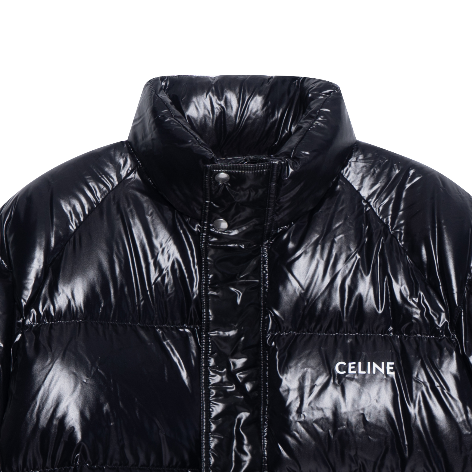 Purchase CELINE Logo Printed High-Neck Puffer Jacket Winter Black 2W430595K-38NO