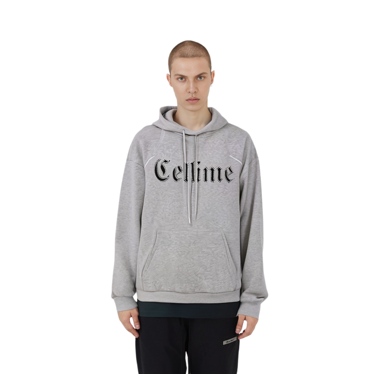 Shop Celine Logo Pullover Sweatshirt Kelabu - Potongan Santai 2Y588670Q-09GB