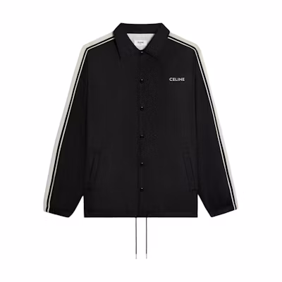 Celine Logo Striped Collar Button-Up Loose Long-Sleeve Jacket Black Menswear 2W01C281X-38NO